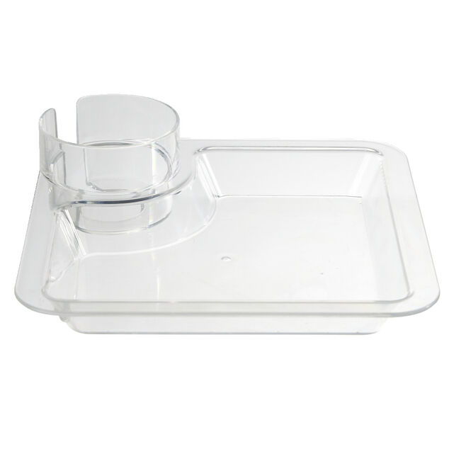 Plateau repas carr&eacute; transparent avec compartiments 20x20cm