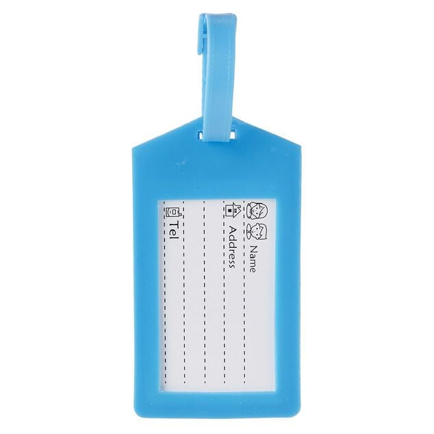 Porte &eacute;tiquette de bagage uni bleu