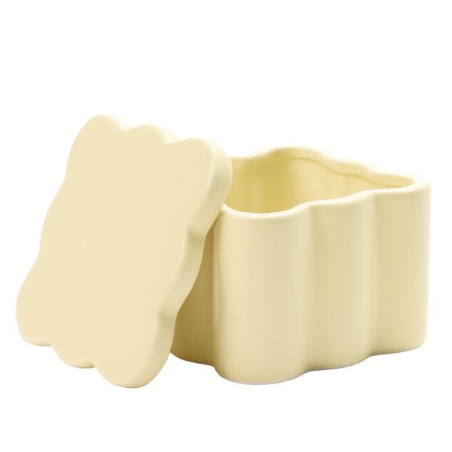 Bo&icirc;te organisateur salle de bain en dolomite contour ondul&eacute; 10x10xH8cm (3 mod&egrave;les)