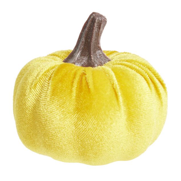 D&eacute;coration &agrave; poser forme citrouille velours 4 pi&egrave;ces &Oslash;7,5xH6,5cm