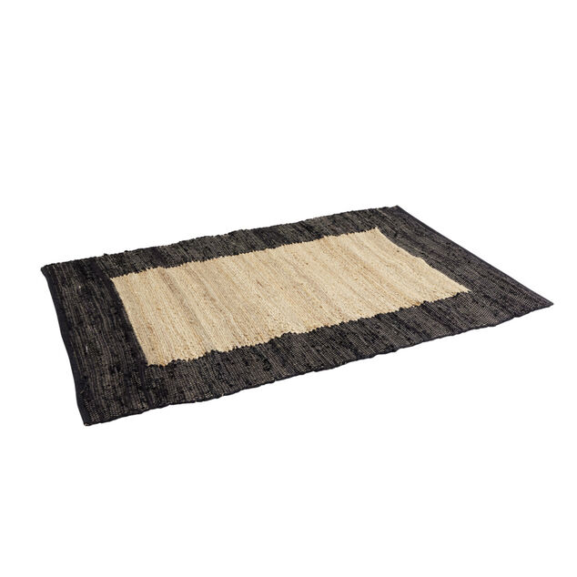 Tapis effet jute bord coton beige 100x150cm