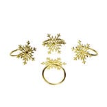 Rond de serviette x4 en métal doré forme flocon de neige