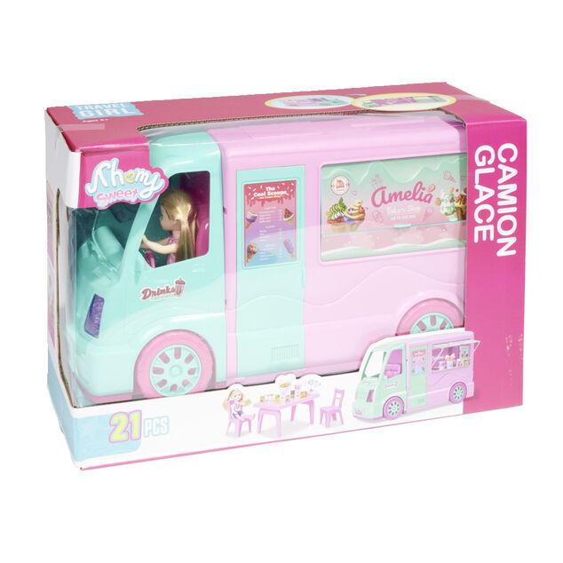 Camion glace avec poup&eacute;e Amelia 21 pi&egrave;ces