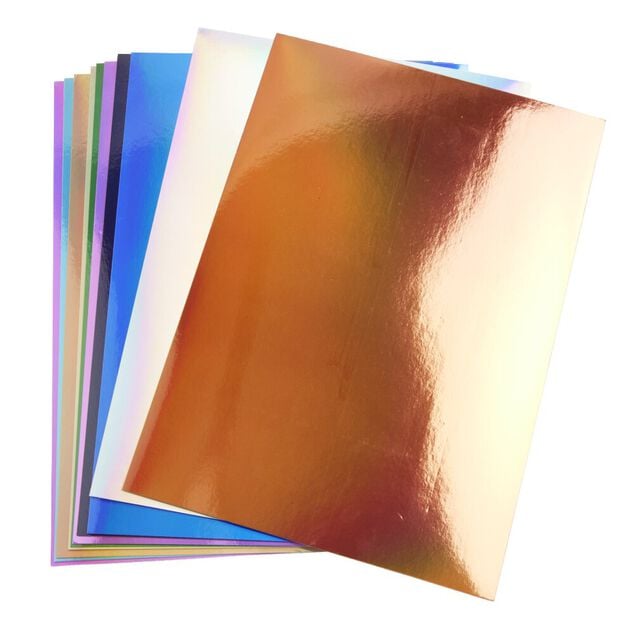 Papiers cr&eacute;atifs adh&eacute;sifs holographiques 10 pages 20x20cm