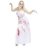 D&eacute;guisement Halloween adulte robe de mari&eacute;e ensanglant&eacute;e blanc et rouge
