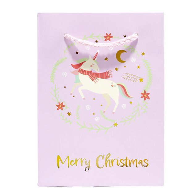 Sac cadeau Noël enfant licorne ou dinosaure 11xH15cm (2 modèles)