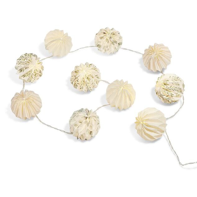 Guirlande 10 LED papier origami blanc motif nature