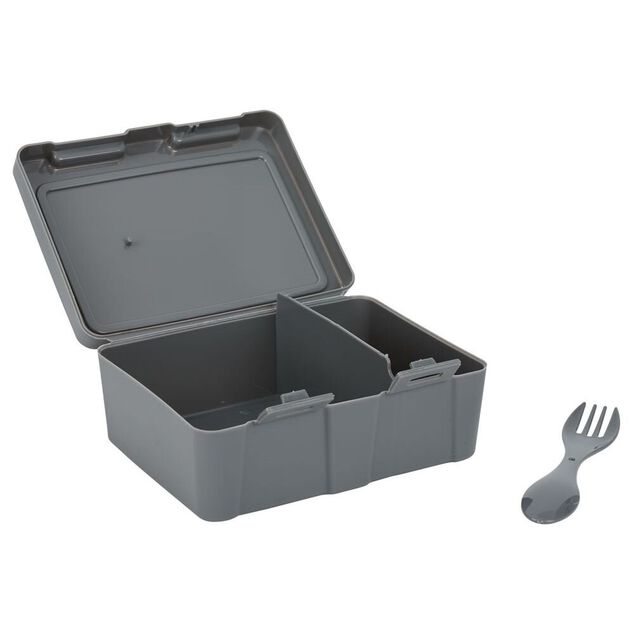 Lunch box &agrave; 2 compartiments - Bo&icirc;te alimentaire en plastique gris 1L