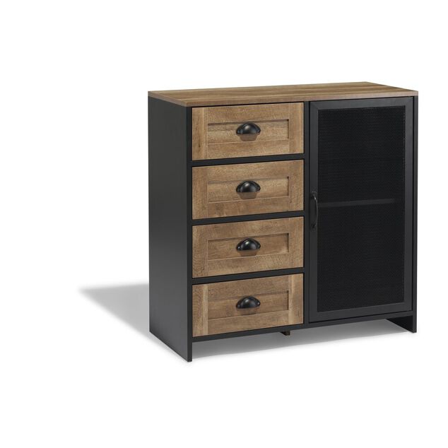 Buffet Laura noir et miel - L80 x P35 x H82 cm