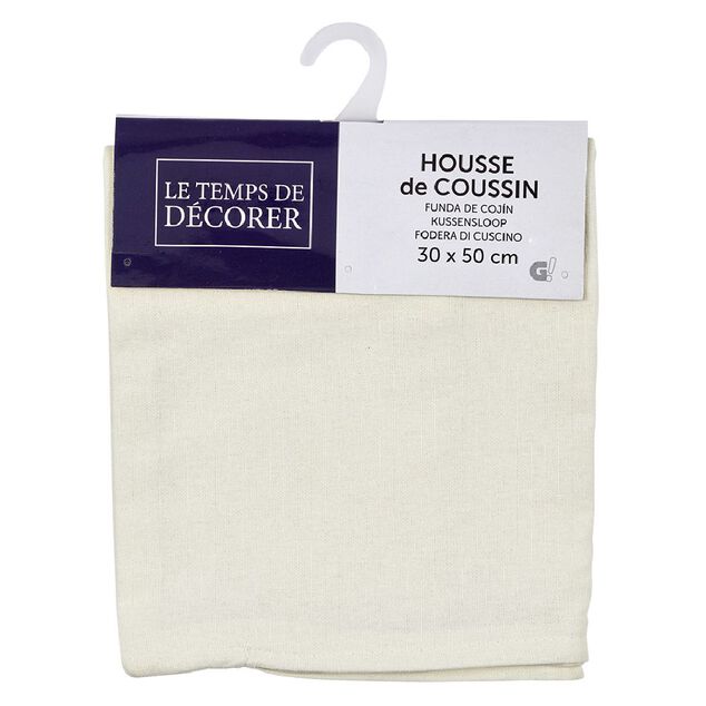 Housse de coussin rectangle cr&ecirc;me uni