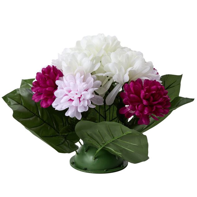Coussin de fleur chrysanth&egrave;mes rose et blanc &Oslash;30xH37cm