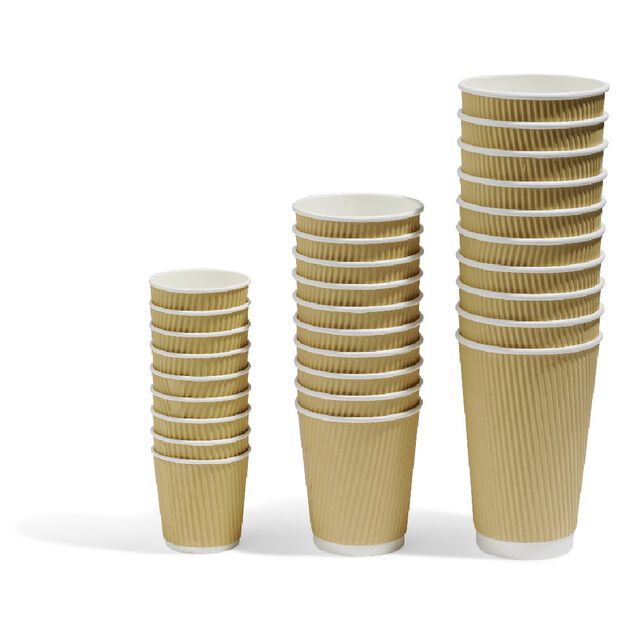 Gobelet cartonn&eacute; ext&eacute;rieur cannel&eacute; beige et blanc 10 cl x25