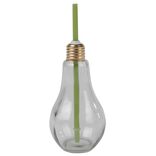 Gobelet en verre forme ampoule avec paille