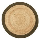 Tapis rond jute naturel contour vert Ø90cm