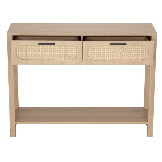 Console en bois et rotin Kanna 2 tiroirs 100x30xH75cm