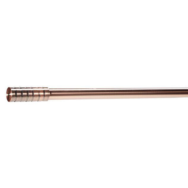 Kit tringle extensible embout piston stri&eacute; cuivre mat L210/380cm