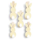 Lot de 5 pinces en bois forme lapin