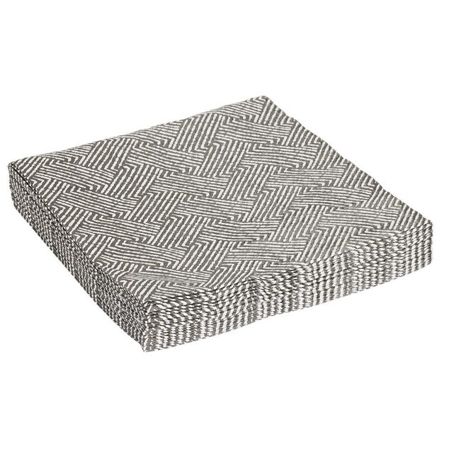 Serviette papier motif g&eacute;om&eacute;trique blanc et noir 33x33cm 3 plis x20