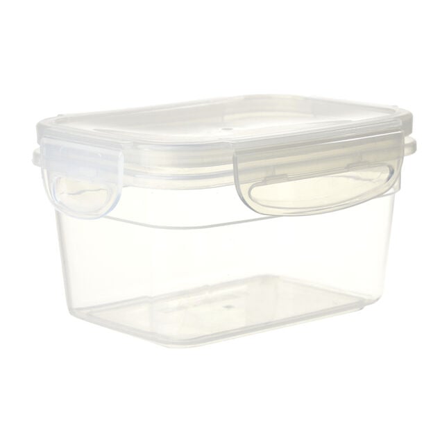 Bo&icirc;te alimentaire rectangulaire plastique transparent 18,5x9,5xH6cm