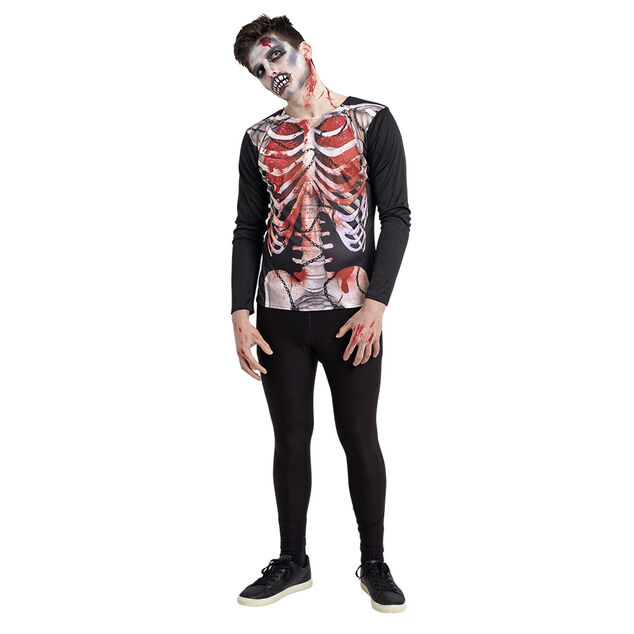 D&eacute;guisement adulte Halloween zombie trompe-l'oeil tshirt -Taille unique