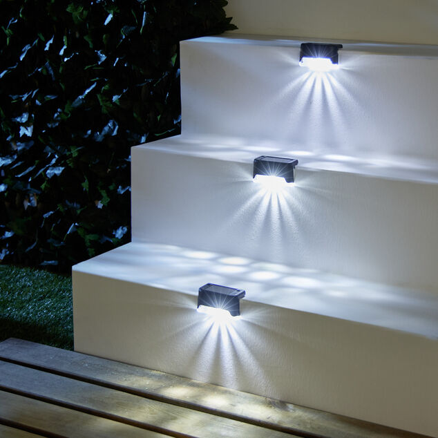 Lot de 3 lampes &eacute;clairage sol et escalier LED blanc froid