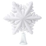 Cimier de sapin forme flocon de neige blanc 20x6xH23cm