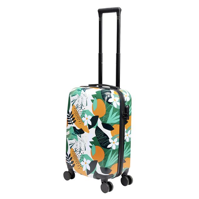 Valise cabine 39L trolley plastique ABS motif tropical avec cadenas 35x23xH57cm