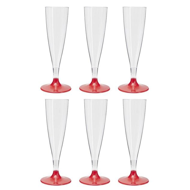 Fl&ucirc;te en plastique rouge r&eacute;utilisable x6