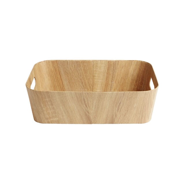 Pani&egrave;re carton et papier imitation bois 37x26xH11cm