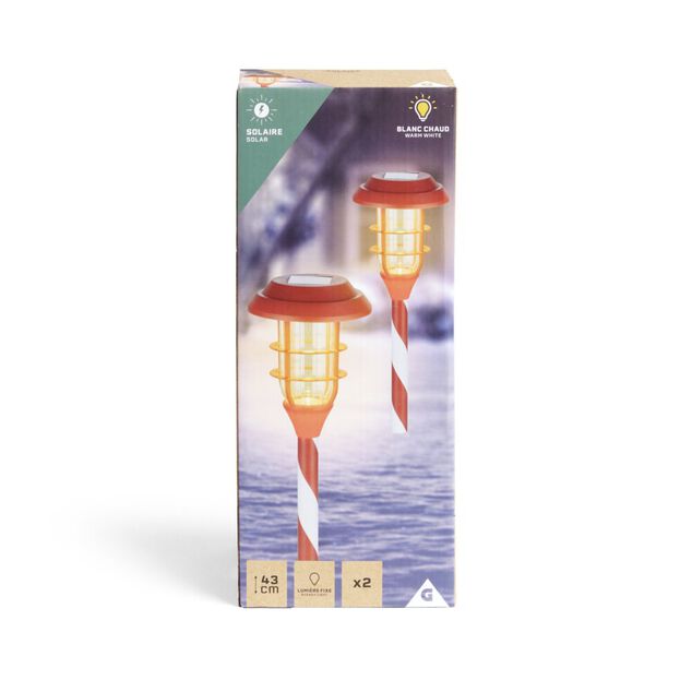 Lot de 2 bornes solaires &agrave; planter H43,5cm