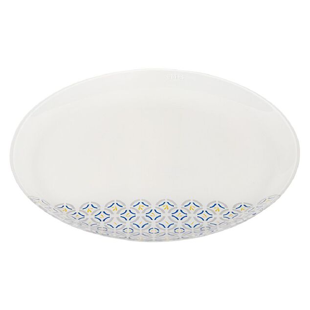 Assiette plate ronde verre Eleni motif g&eacute;om&eacute;trique &Oslash;26cm