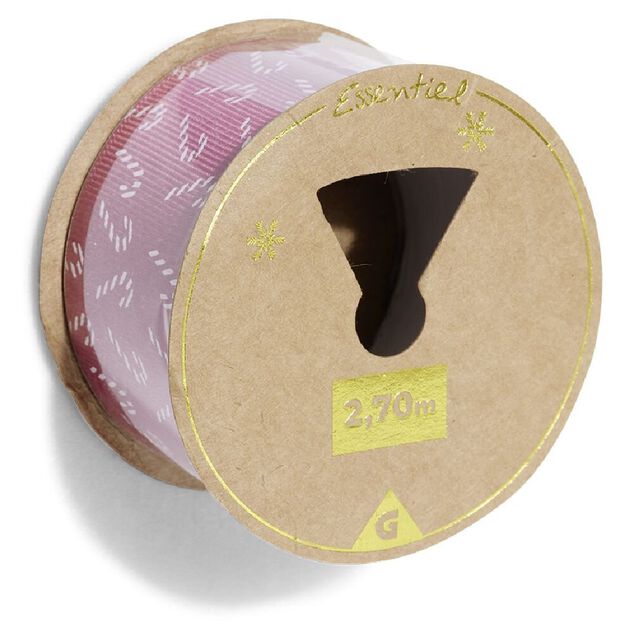 Rouleau ruban imprimé sucre d'orge rouge et blanc 2,7m