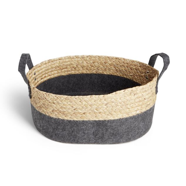 Pani&egrave;re jacinthe d'eau feutrine beige et gris fonc&eacute; 37x27xH15cm