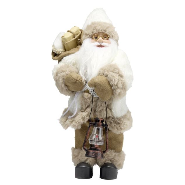 P&egrave;re No&euml;l avec hotte d&eacute;corative beige H45cm