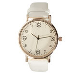 Montre femme cadran rond acier doré bracelet simili Ø3,5xH23cm (4 modèles)