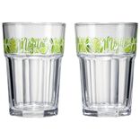 Verre Mojito transparent inscription et motif citron x2