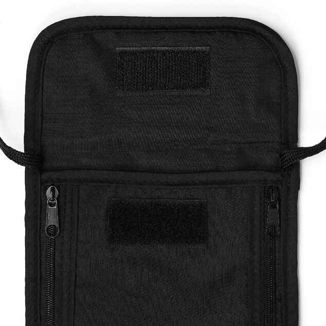 Pochette de voyage tour de cou unie noire