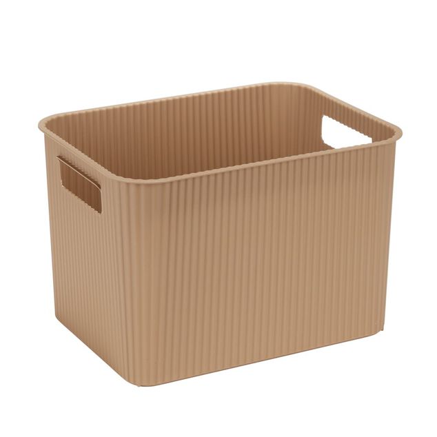 Pani&egrave;re de rangement 14L rectangulaire plastique marron 35x26,5xH20cm