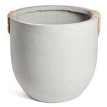Pot fibre d'argile rond gris poign&eacute;e en corde &Oslash;45xH39cm