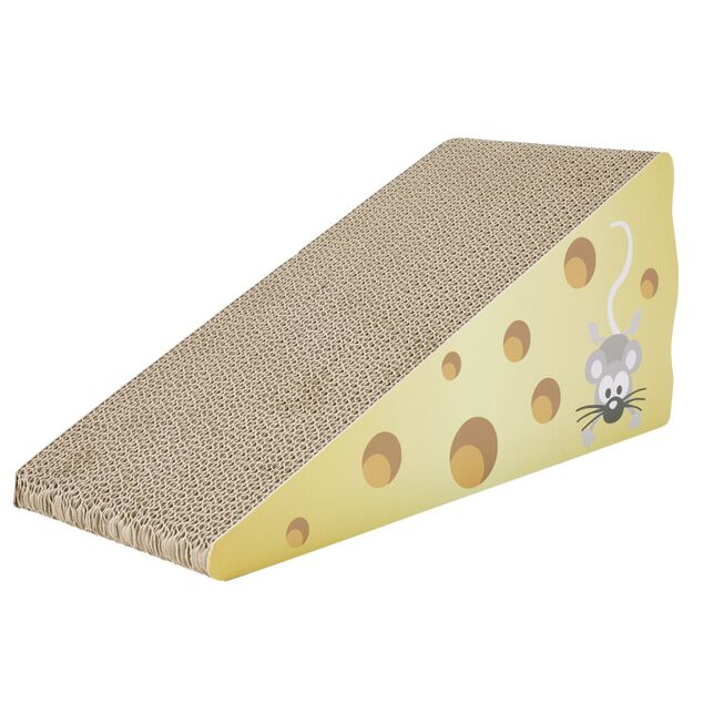 Grattoir pour chat forme fromage en carton 36x16xH17cm