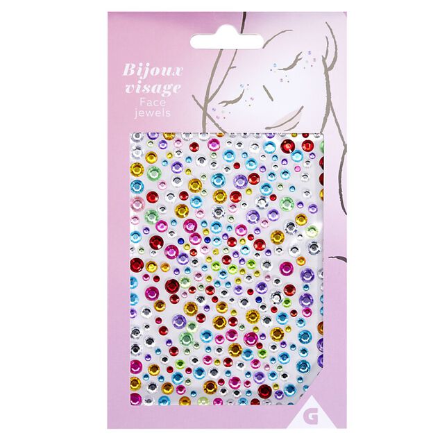 Strass visage &agrave; coller en acrylique (3 mod&egrave;les)
