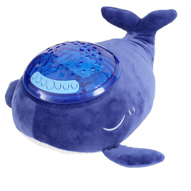 Peluche projecteur veilleuse lumineuse baleine polyester bleu 26,5x25,5xH16cm