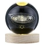 Boule de cristal gravée socle LED thème astro Ø9xH10cm