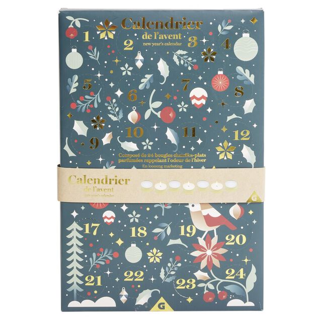 Calendrier de l'avent bougies chauffe-plats parfumées odeur hivernale 24 cases