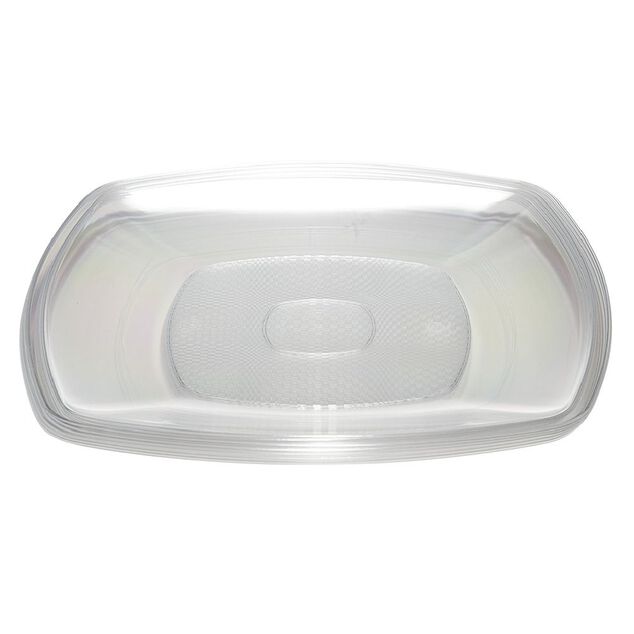 Lot de 6 assiettes carrées plastique transparent à bord arrondi 18,5x18,5 cm