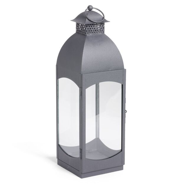 Lanterne rectangulaire vitr&eacute;e m&eacute;tal noir 13x12xH40,5cm