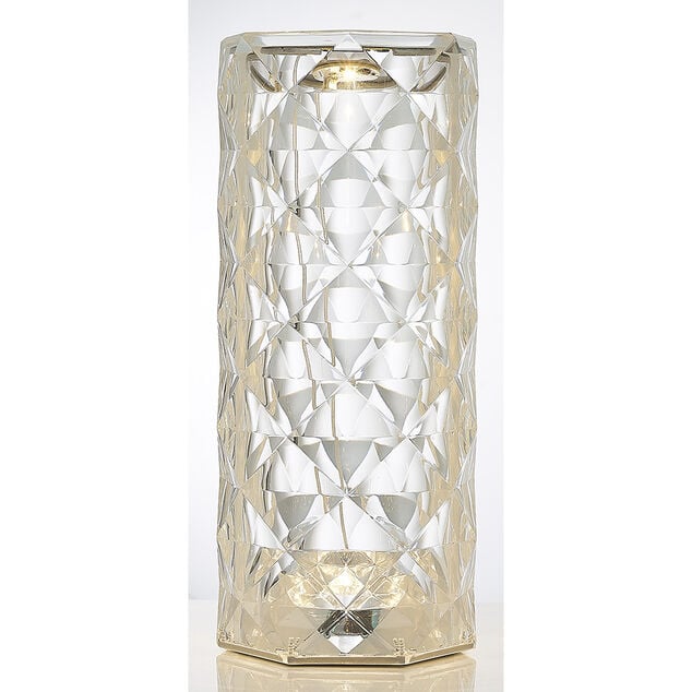 Lampe de table cylindrique design cristal transparent