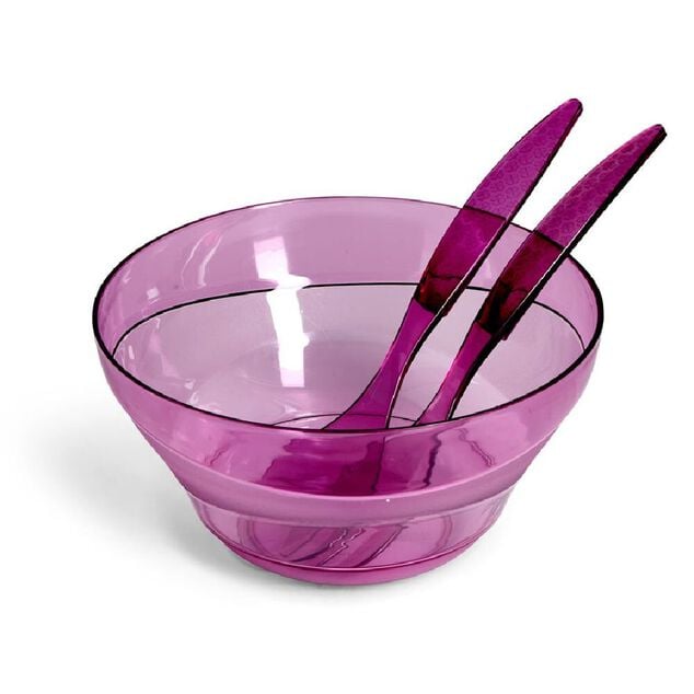 Saladier plastique &Oslash;25cm avec couverts &agrave; salade - 3 mod&egrave;les