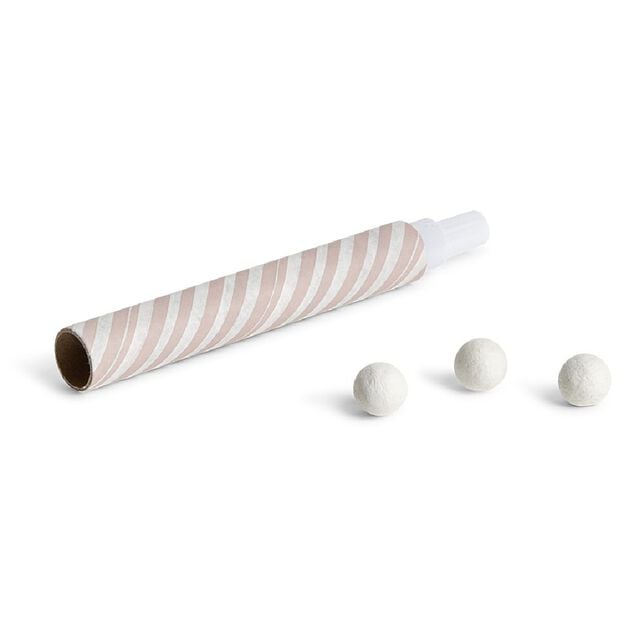 Sarbacane ray&eacute;e rose et blanche x 4 et ses 60 boules blanches