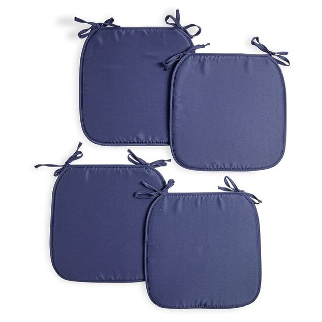 Lot de 4 galettes de chaise 38x38cm polyester bleu